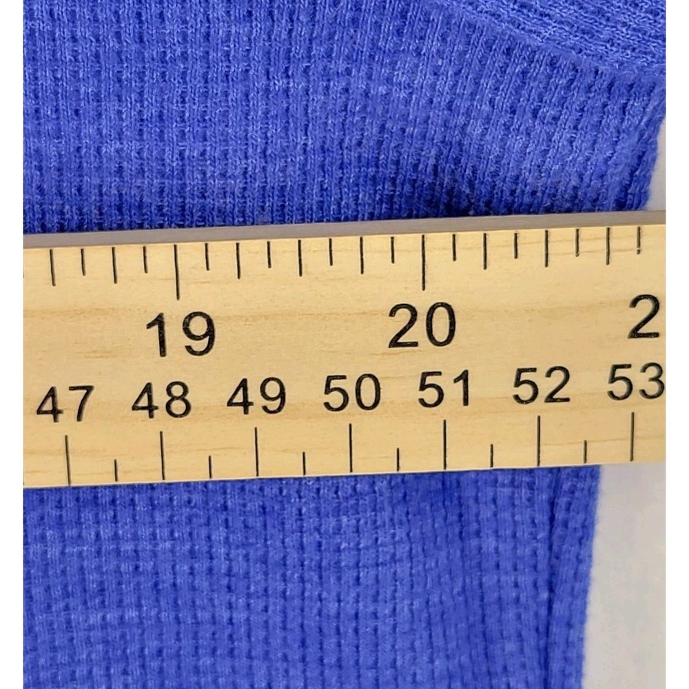 B.L.E.U. Blue Waffle Knit Thermal Embellished Medallion Graphic‎ Top Boho XL - Picture 5 of 7